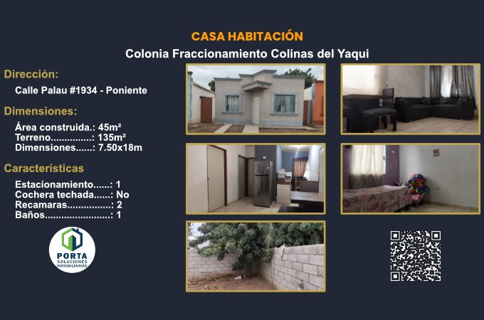 Casa Habitación Colonia Fraccionamiento Colinas del Yaqui